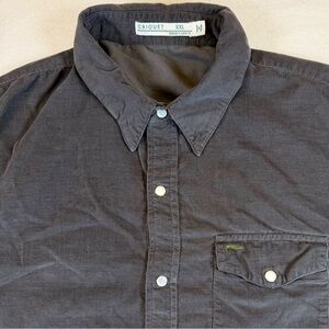 Criquet Pearl Snap Button Front Shirt Mens XXL Grey Corduroy Long Sleeve Western
